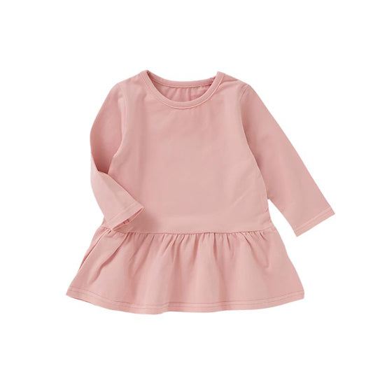 Organic Cotton Long Sleeve Ruffled Hem Dress- CLEARANCE
