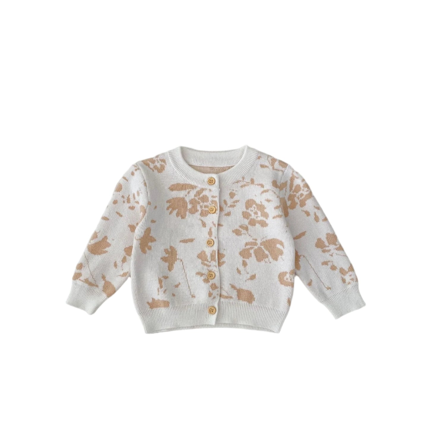 Jacquard Knit Baby Romper & Cardigan Set | Whispering Leaves Print- CLEARANCE