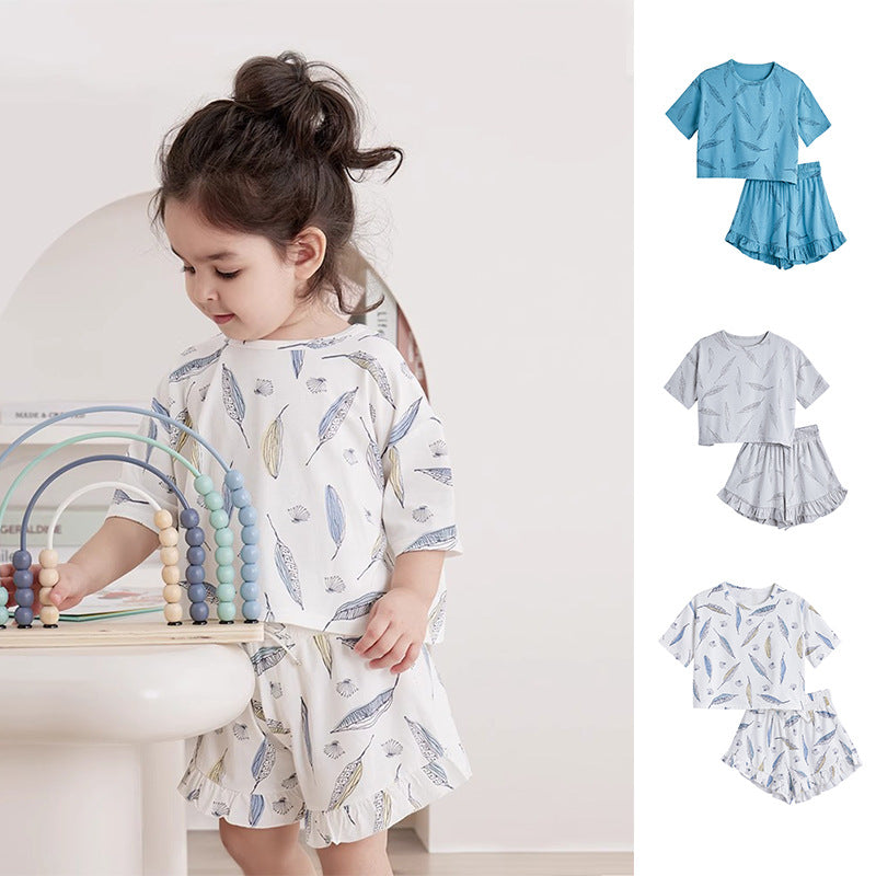 Baby baby bamboo baby bamboo set Baby Set Bamboo bamboo Set Faire Google new SS2024 Toddler toddler bamboo toddler bamboo set toddler set Bamboo Cotton Tee and Ruffle Shorts Set Isla + Bo