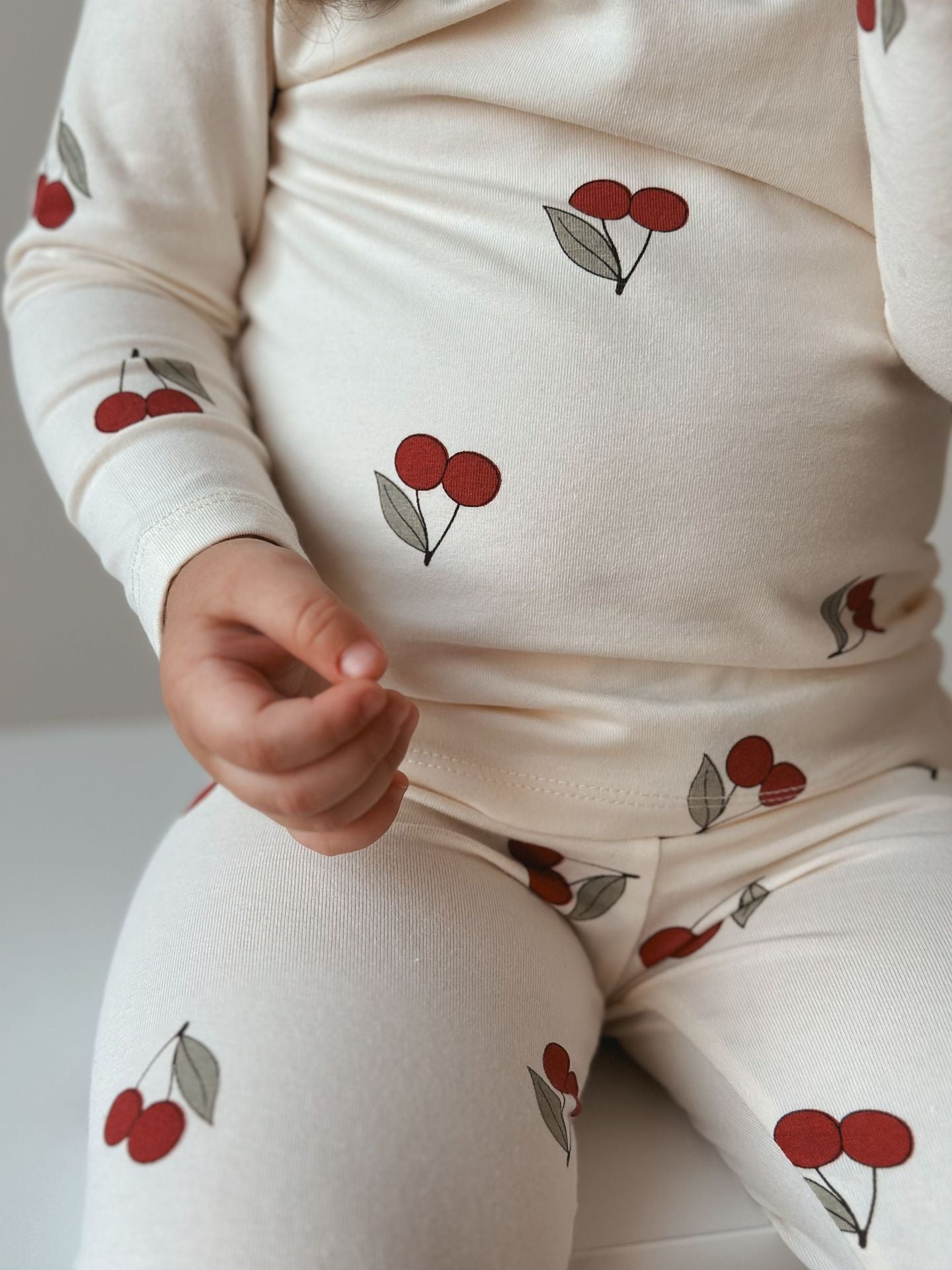 2-piece Long Sleeve Cotton Pajama Lounge Set Cherries Jubilee- CLEARANCE