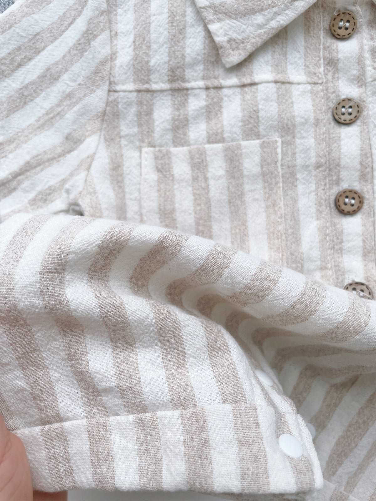 Baby Baby Romper Cotton Cotton Romper Faire Google new Romper SS2024 Button Front Striped Romper Isla + Bo