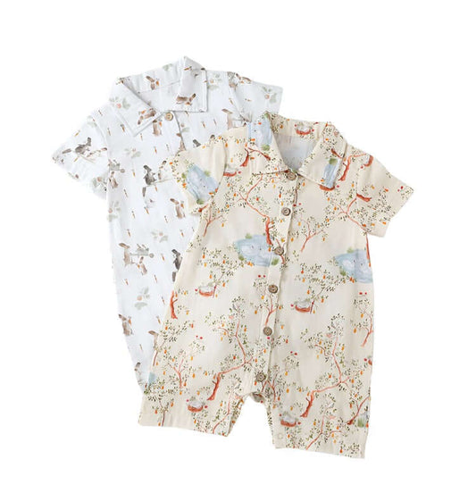 Baby baby cotton romper Cotton Romper Faire Google new Romper SS2024 Cotton Linen Short Sleeve Romper Isla + Bo