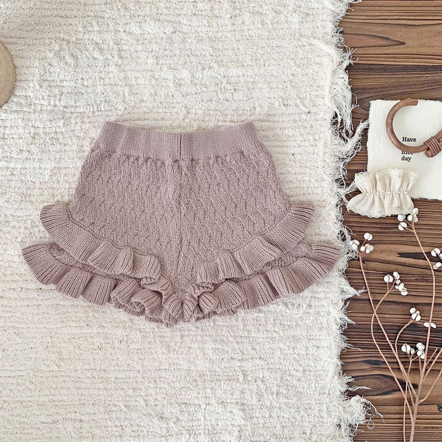 Ruffled Sweater Knit Bloomer Shorts- CLEARANCE