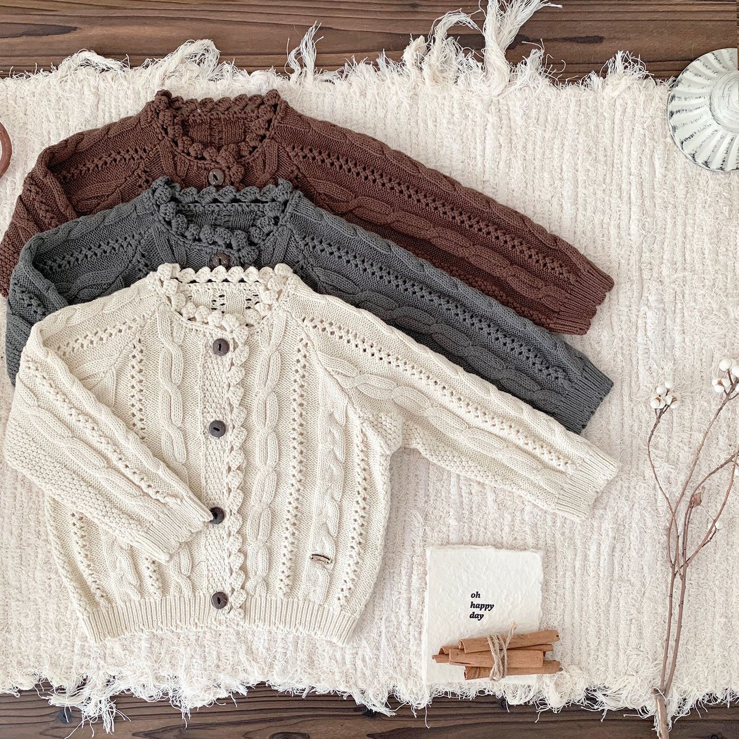 Vintage Baby Cable Knit Cardigan- CLEARANCE