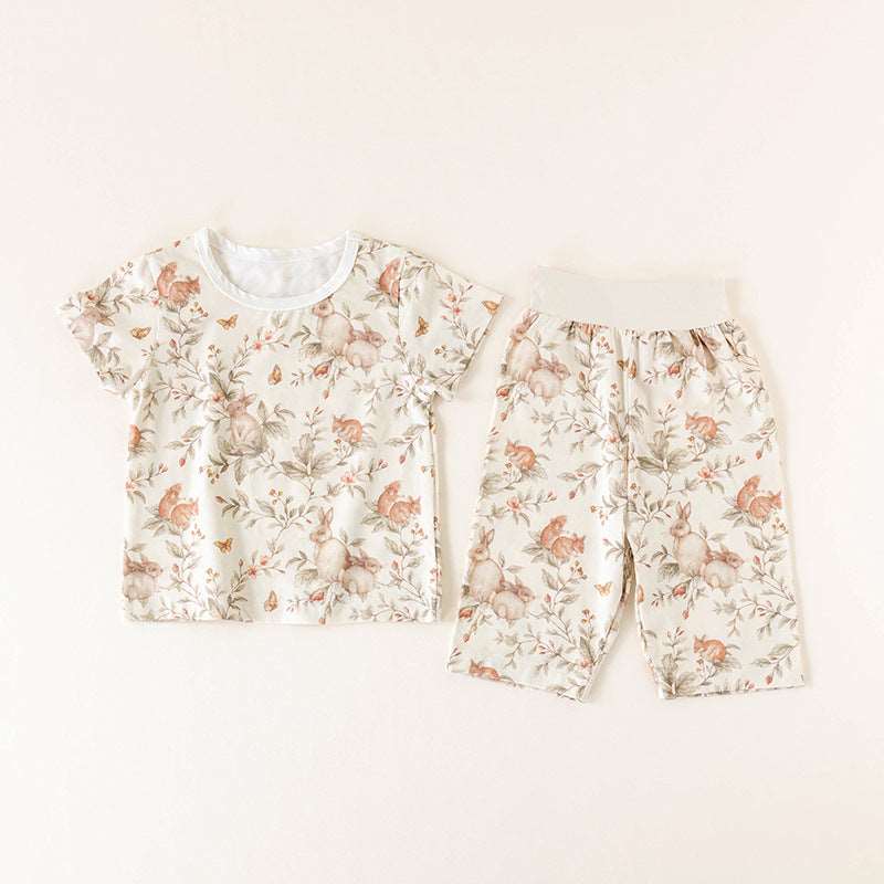 Short Sleeve Top & Shorts Cotton Set || Forest Friends