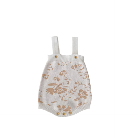 Jacquard Knit Baby Romper & Cardigan Set | Whispering Leaves Print- CLEARANCE