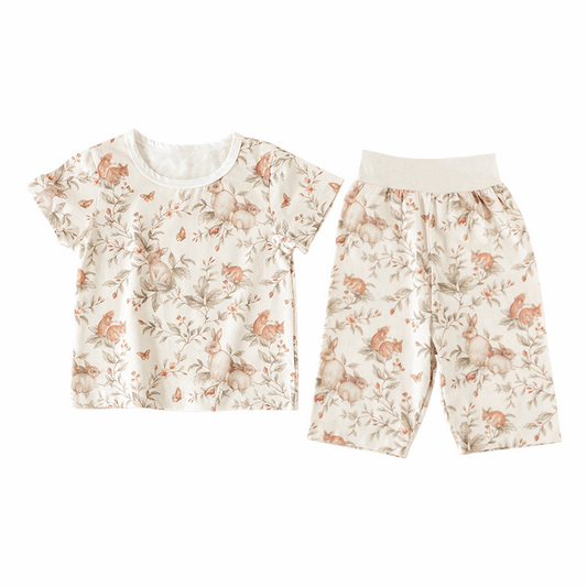 Short Sleeve Top & Shorts Cotton Set || Forest Friends