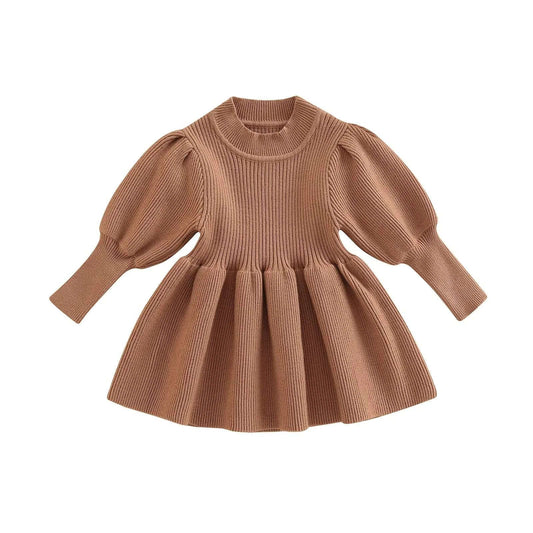 AW2023 Baby Baby Dress Baby Knit Dress Google Knit Dress Knitwear new Sale Toddler Toddler Dress Toddler Knit Dresses Bubble Sleeve Knit Sweater Dress || Cinnamon Isla + Bo