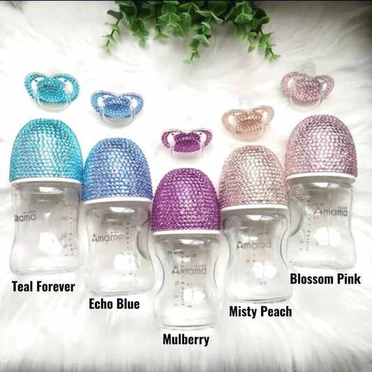 Baby Enchanted Enchanted Gift Set POS Sale Enchanted Crystal Baby Pacifier and Bottle Gift Set Isla + Bo