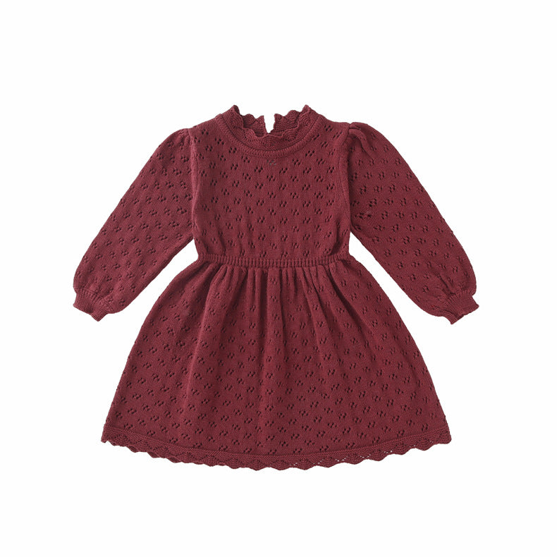 AW2023 Baby Baby Dress Google Kids Kids Dress Knit Knit Dress Knitwear new POS Sale Toddler Toddler Dress Pointelle Cinched Girls Dress || Ivory Isla + Bo