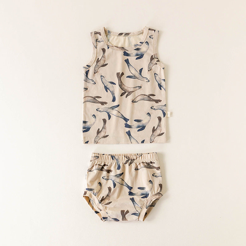 Baby Baby Set Cotton Cotton Set Google Sale set SS2023 Toddler toddler set Pure Cotton Tank Top and Bummie Set || Seal Splash Isla + Bo
