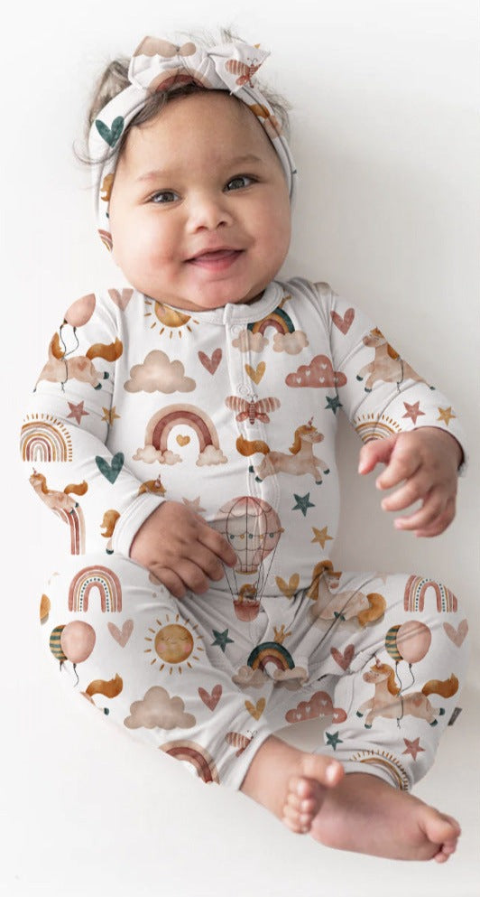 AW2023 Baby Baby Romper Cotton Cotton Romper Google new Organic Cotton POS Romper Sale Organic Cotton Button Front Romper || Unicorn Land Isla + Bo