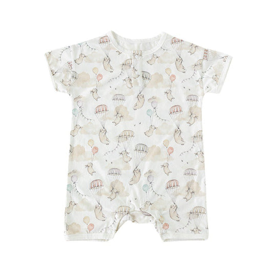 Baby Baby Romper Cotton Cotton Romper Google Mini SS2023 Sale Up & Away Cotton Shorty Romper || Up & Away Isla + Bo