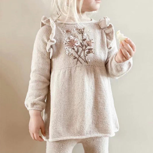 AW2023 Baby Baby Dress Google Kids Kids Dress Knit Dress knits Knitwear new Sale Toddler Toddler Dress Merino Wool Floral Embroidered Dress Isla + Bo