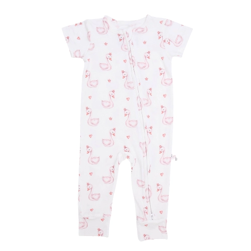 Baby baby sleeper baby zippy Bamboo Bamboo Zippy new POS Sale Swan Swan Princess Zippy Zippys Short Sleeve Bamboo Romper with convertible feet and mitts || Swan Princess Isla + Bo