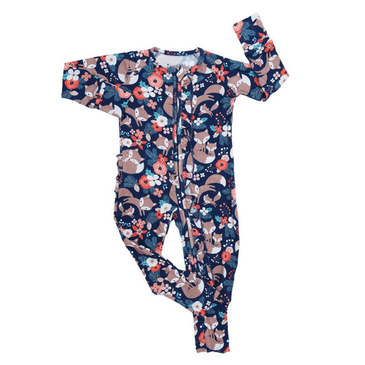Baby Baby Sleeper Baby Zippy Bamboo Bamboo Zippy Holiday Mama n' Kit new POS Sale Zippy Zippys Bamboo baby sleeper, ruffle details, convertible mittens and footies Isla + Bo