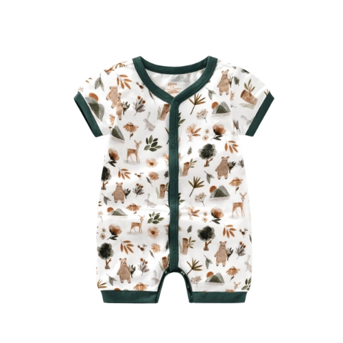 Baby Baby Botanicals baby romper Bamboo Romper Google Sale SS2023 Short Sleeve Snap Romper || Woodland Wonders Isla + Bo