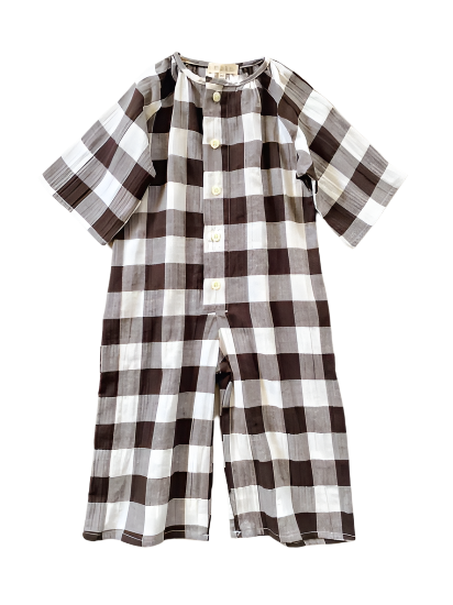 Cotton Linen Gingham Jumpsuit