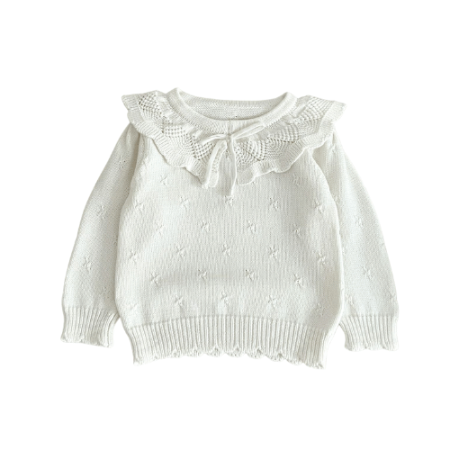 Lotus Lapel Knit Pullover || Milk + Beachwood