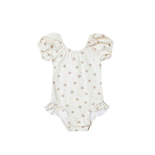 Quick Dry One-Piece Swimsuit || Ivory Blossoms