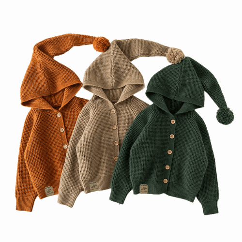 AW2023 Baby Baby Cardigan Google Kids Kids Cardigan Knit Knit Cardigan knits Knitwear new Sale Toddler Toddler Cardigan Pineapple Knit Hooded Cardigan || Granola Isla + Bo