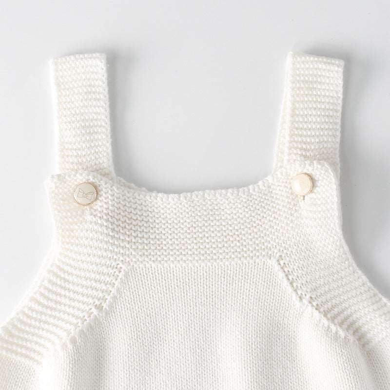 1a Ins Korean Version Of Spring And Autumn Boys And Girls Baby Knitting Wool Fungus One-piece Bag Fart Romper To Go Out Short Climbing Clothes - Isla + Bo