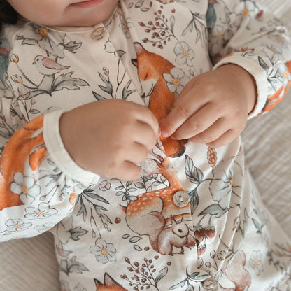 Fox and Friends Cotton Pajama Set - 2 Piece Button Front