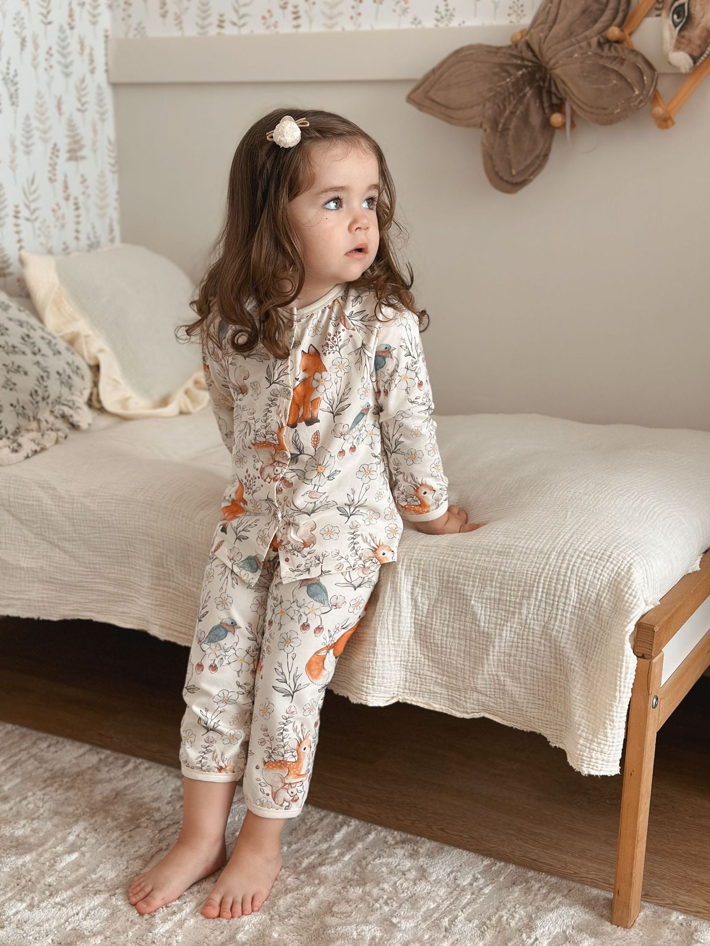 Fox and Friends Cotton Pajama Set - 2 Piece Button Front