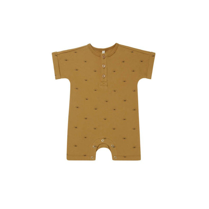 1a Ins Wind Baby Clothes Cotton Male Baby Thin Section Romper Summer Short-sleeved Jumpsuit Female Baby Chest Open Romper - Isla + Bo