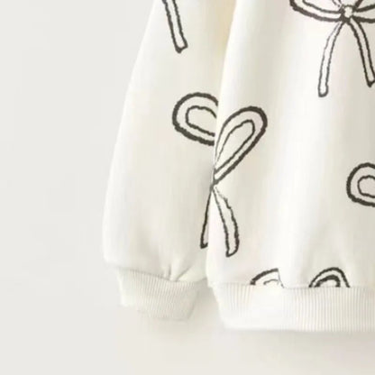 Pretty Bow Print Cotton Blend Sweatshirt