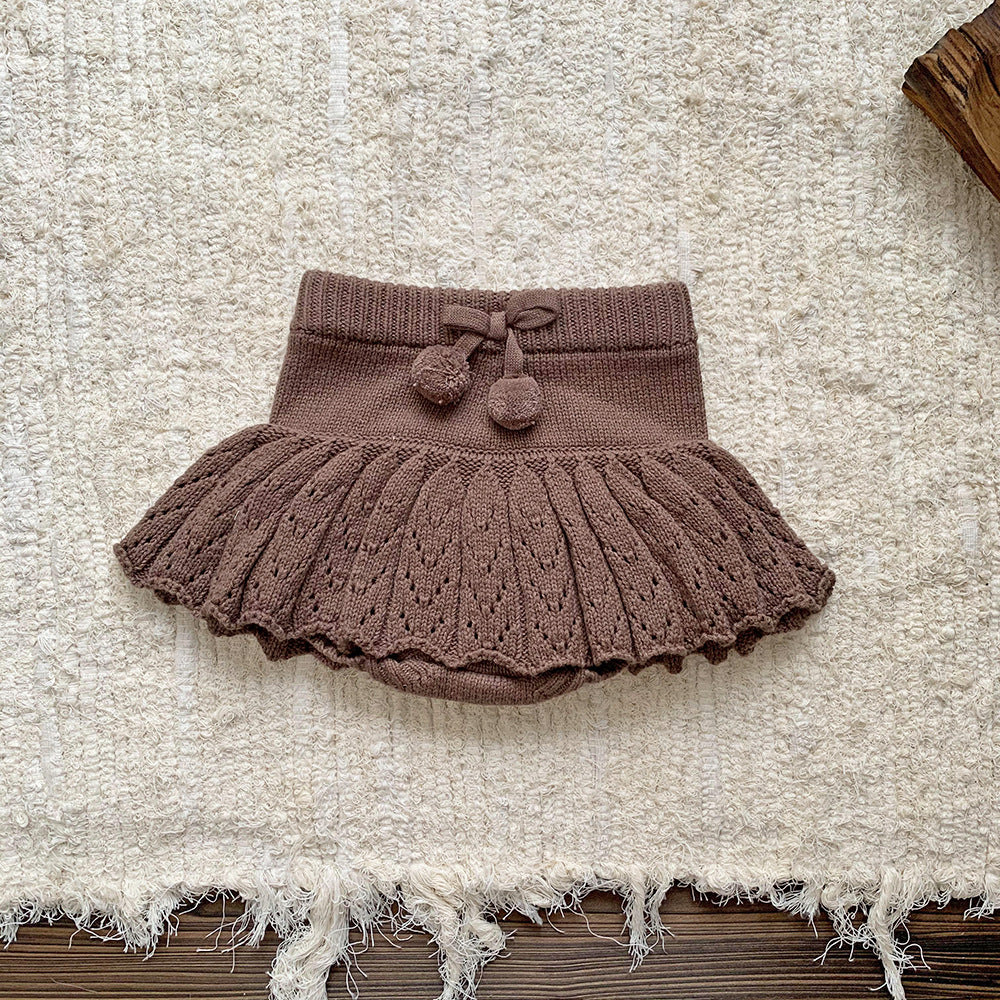 Playful Pom Pom Skirted Knit Bummie- CLEARANCE