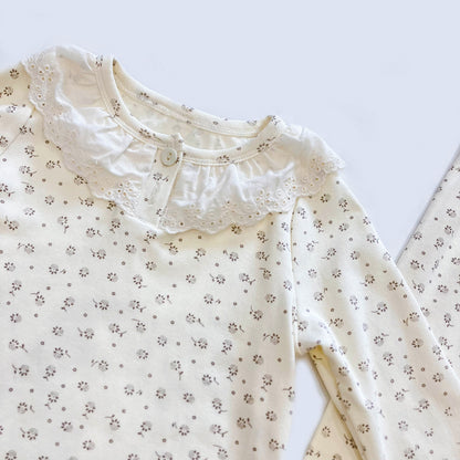 Lace-Trim Cotton Pajama Set