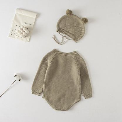 Cozy Knit Romper + Bear Hat Set