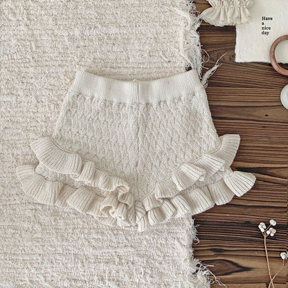 Ruffled Sweater Knit Bloomer Shorts