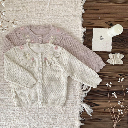 Floral Embroidered Knit Cardigan