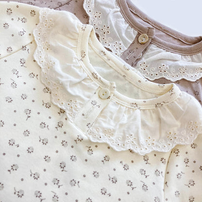 Lace-Trim Cotton Pajama Set