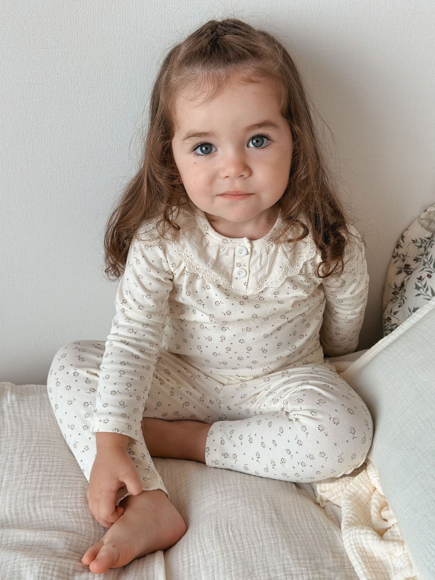 Lace-Trim Cotton Pajama Set