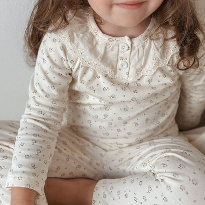 Lace-Trim Cotton Pajama Set