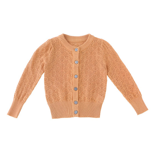 Hollow Knit Cotton Cardigan for Girls