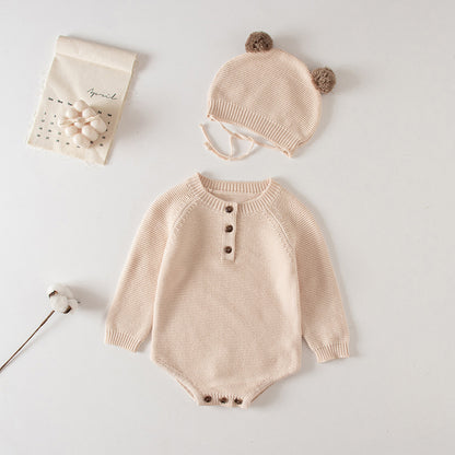 Cozy Knit Romper + Bear Hat Set