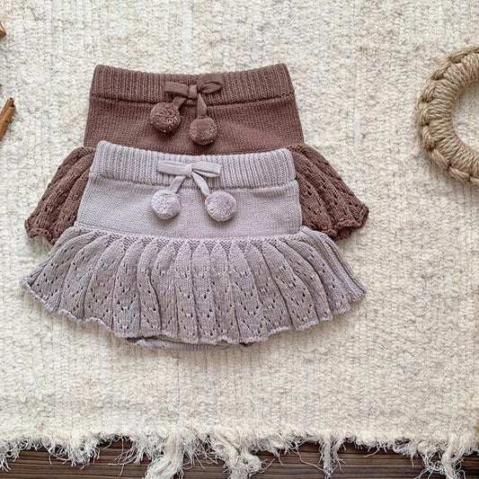 Playful Pom Pom Skirted Knit Bummie- CLEARANCE