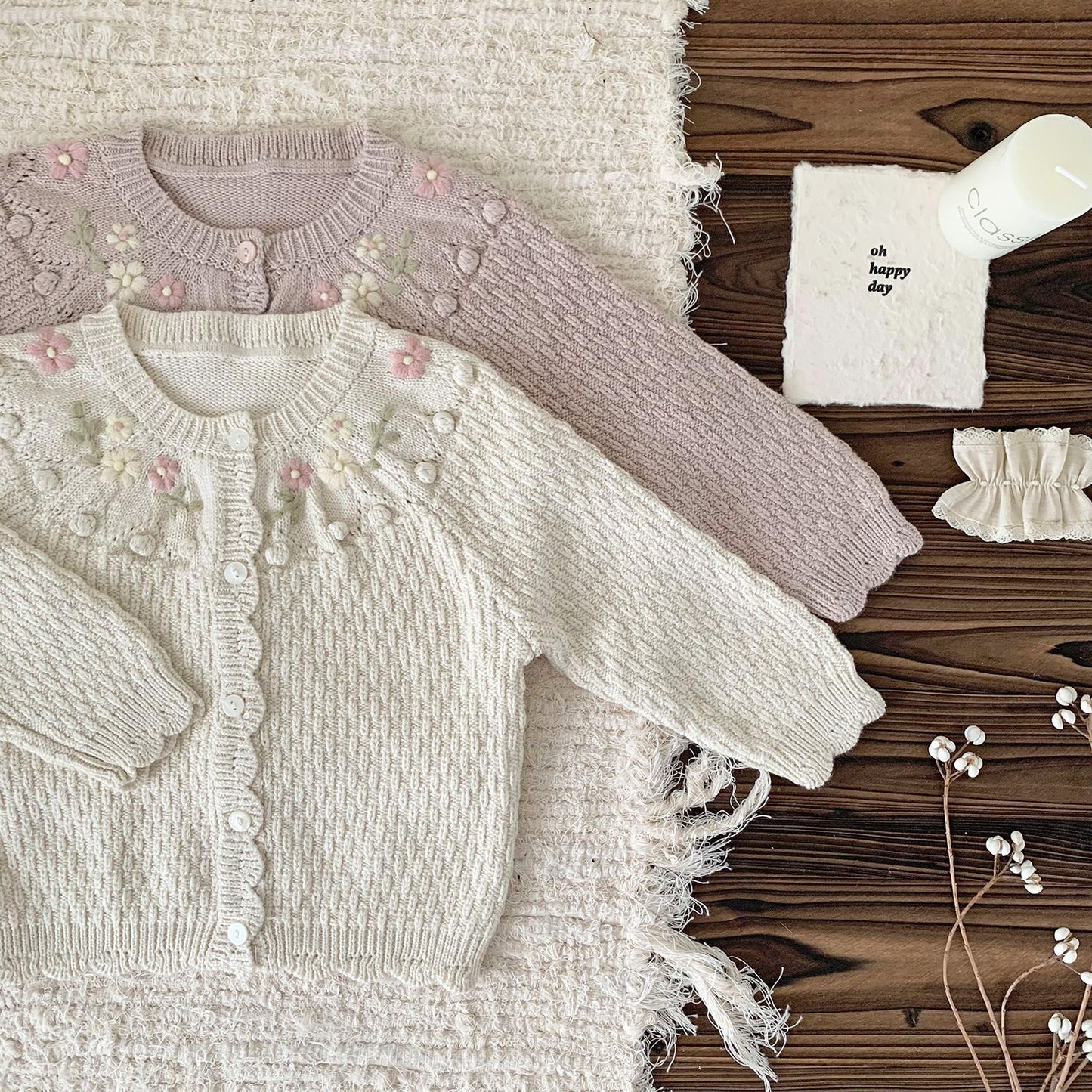 Floral Embroidered Knit Cardigan