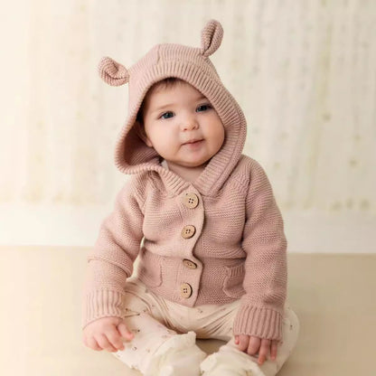 AW2024 Baby Baby Cardigan baby fall outfits baby fashion baby girl fashion Baby Knit Baby Knit Cardigan Baby knit sweater Baby Knitwear Cardigan elegant baby fashion Faire Google Infant Knit Knit Cardigan Knit Sweater knits Knitwear new Playful children's fashion retro baby fashion soft knit baby clothes soft knit cardigan Trending Baby Fashion Baby Bear Knit Hooded Cardigan Isla + Bo