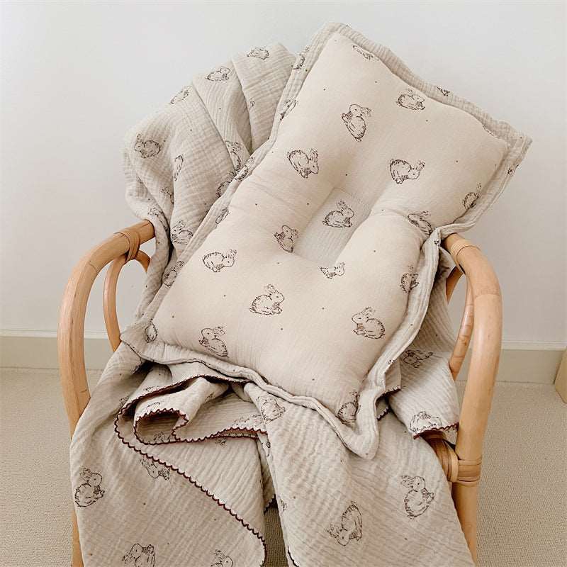 Pure Cotton Gauze Blanket + Pillow Set || Baby Bunny