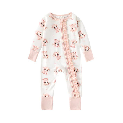 Convertible Bamboo Zippy Romper with Ruffles | Alphabet