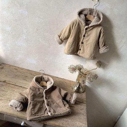 Accessories AW2023 Baby Baby Jacket Google Jacket new Outerwear Sale Toddler Toddler Jacket Cozy Corduroy Jacket || Tan + Coffee Isla + Bo