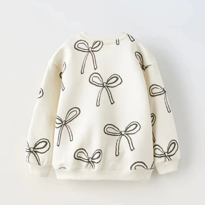 Pretty Bow Print Cotton Blend Sweatshirt