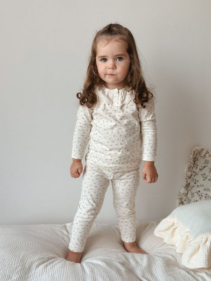 Lace-Trim Cotton Pajama Set