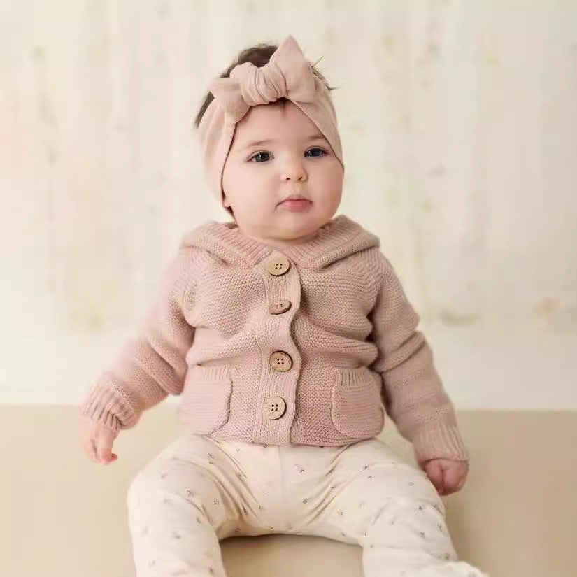 Baby fashion knitted hooded cardigan