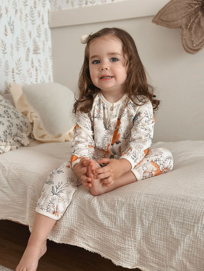 Fox and Friends Cotton Pajama Set - 2 Piece Button Front